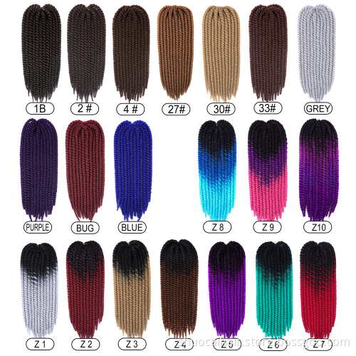 best price Twist Hair Jumbo Crochet Braids 22 inch 120g 20 Color Ombre Synthetic Crochet Hair Braiding Hair for women 2020